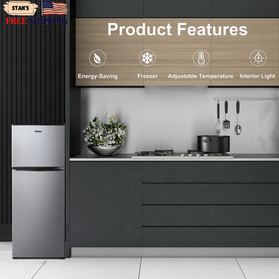 4.6 Cu Ft Stainless Steel Mini Fridge with Freezer Compact Energy Efficient R...