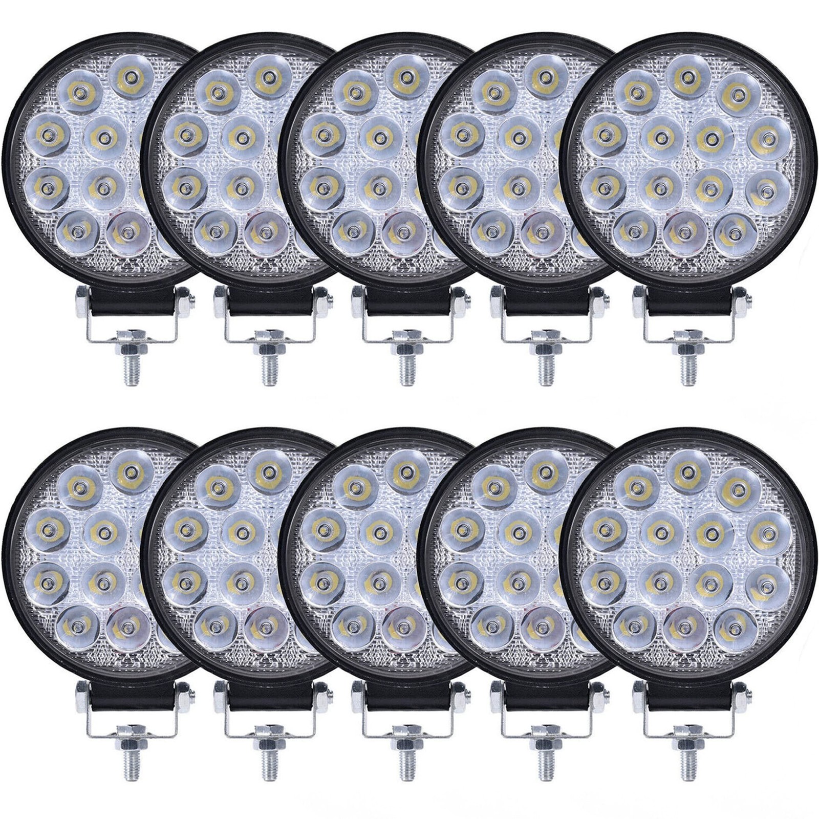 LED Work Lights for Truck MUVKQC 10pcs 4.5Inch Round Light Pods 12-24V Spot F...