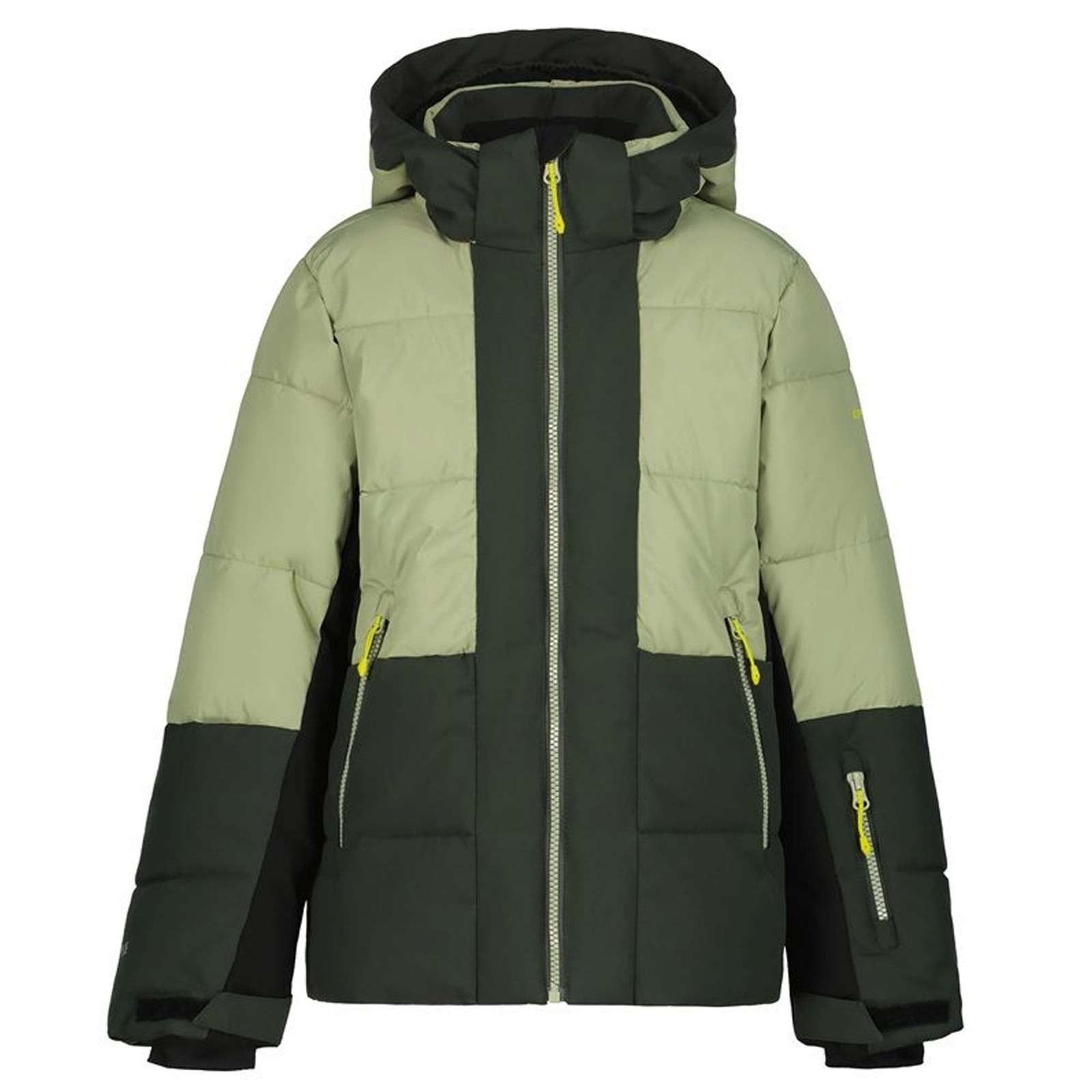 Icepeak Junior Latta Ski Jacket: Dark Green/Light Green: 140cm