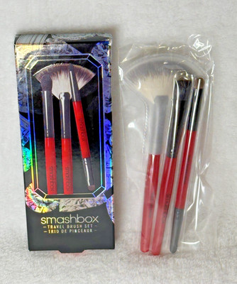 Authentic SMASHBOX Trio Makeup Shadow Smudge Fan Brush Set - Limited Ed. - NIB!