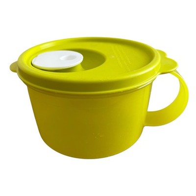 Vtg. Tupperware Yellow Crystalwave 16 oz. Microwave Safe Soup Bowl W/Vented Lid