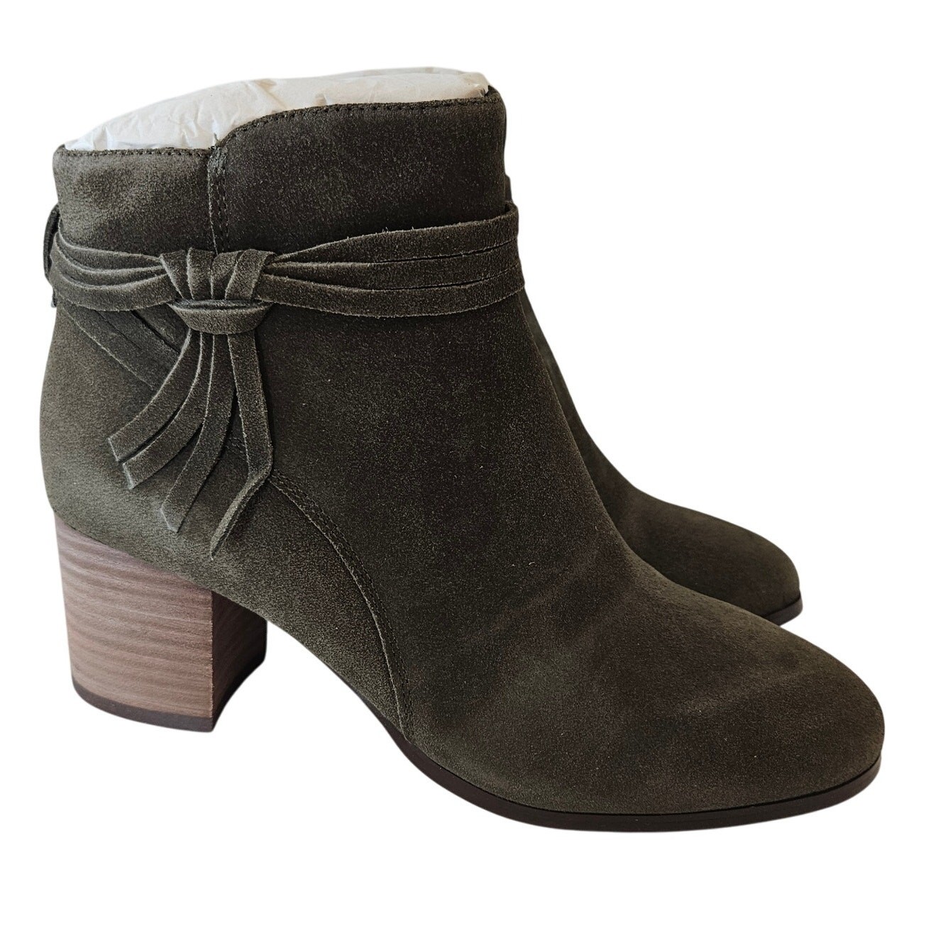 Violet & Red Jenn Suede Bootie Olive Green Women's 6 Boho Chic Fall Autumn
