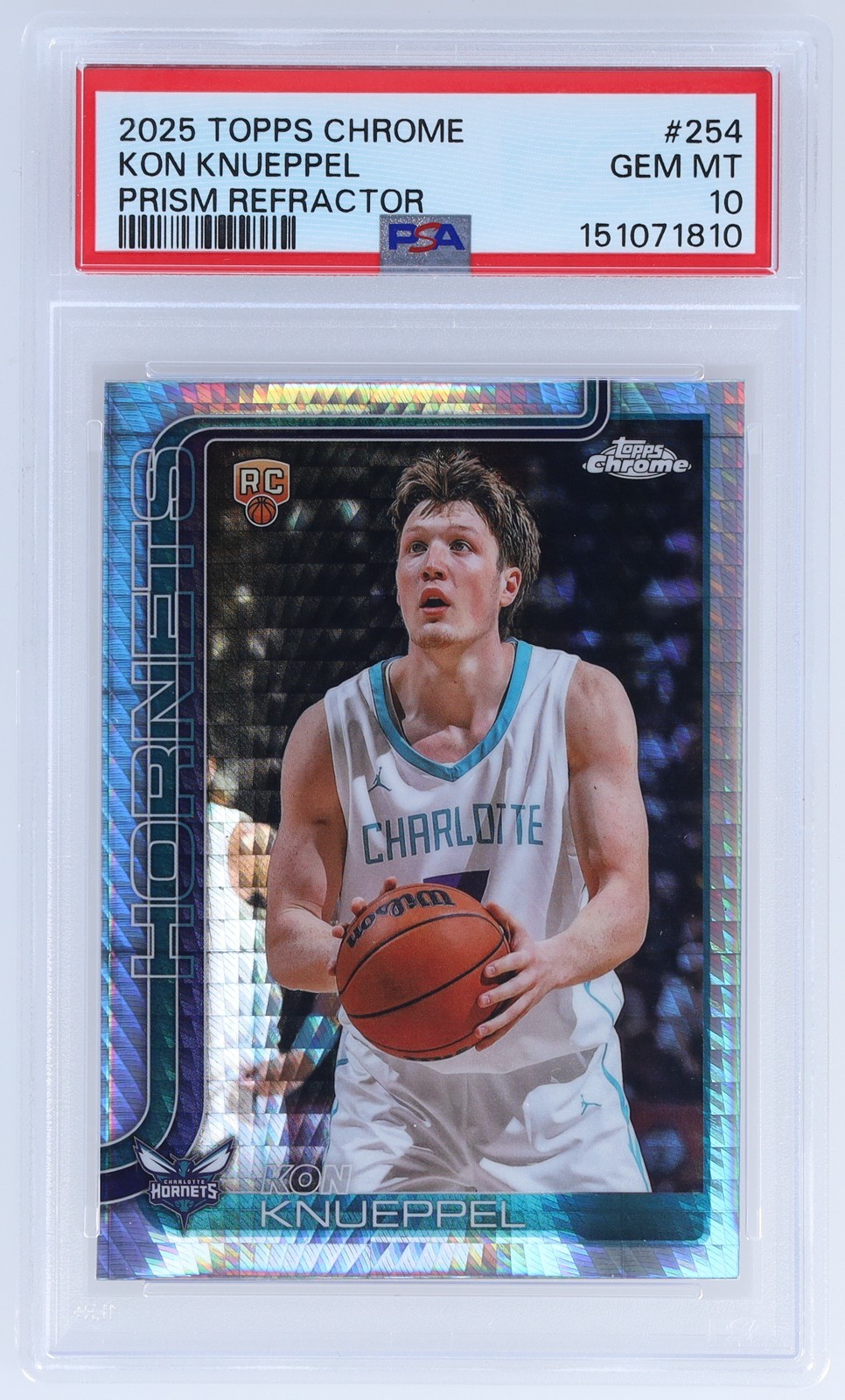 2025 Topps Chrome Kon Knueppel #254 PSA 10 RC Prism Refractor Basketball 2025-26