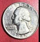 1940D US Washington SILVER Quarter! "DENVER" Mint! Choice AU Details! Semi Key!