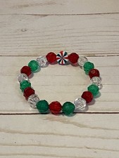 Christmas Beaded Bracelet Handmade Girls Kids Holiday Jewelry Stocking Stuffer