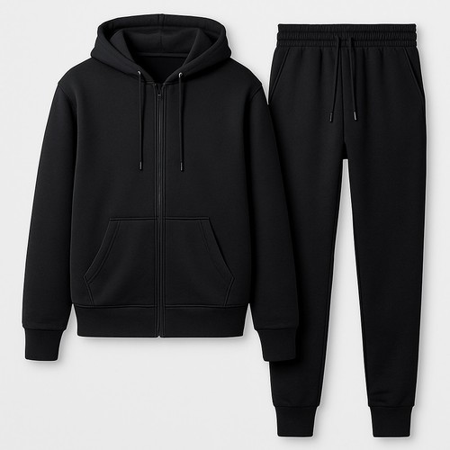 Piece Tracksuit Set, Full Zip Hoodie with Jogger Pants, Athletic Sweatsuit, Blac - Picture 1 of 2