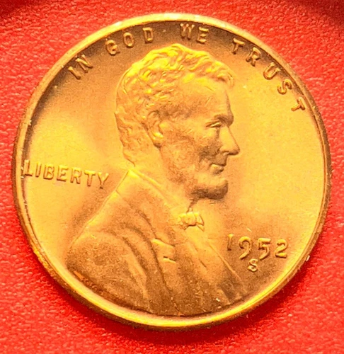 1952-S Lincoln Wheat Cent Penny GEM RED BU From an Original Bank Roll