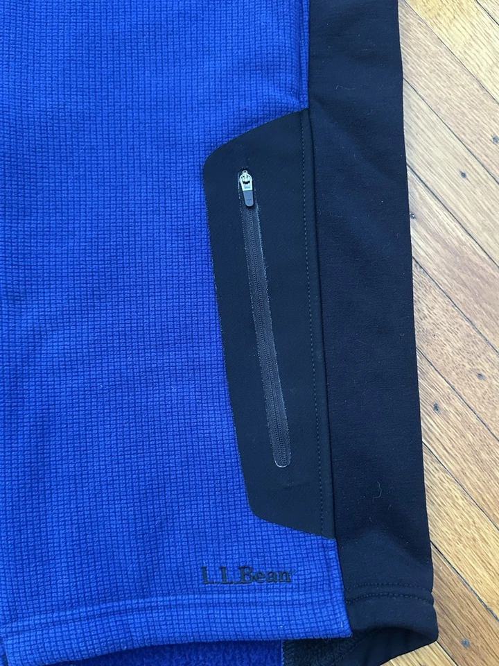 LL Bean Mens Full Zip PolarTec Fleece Vest Pockets Medium Blue Black - Image 4 of 4