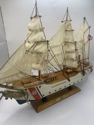 US Coast Guard Barque EAGLE Wood Model with SEMPER PARATUS USCG Music 14” Long
