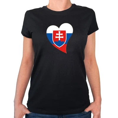 Damen T-Shirt Slowakei Flagge Herz Geschenkidee Slowakei Geschenk Präsent Mitbri - Bild 1 von 4
