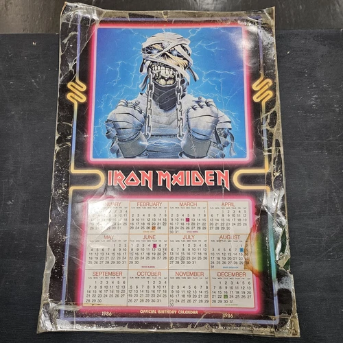 1986 Iron Maiden Eddie Powerslave Official Birthday Calendar Same Dates As 2025
