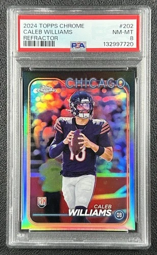 CALEB WILLIAMS PSA 8 2024 TOPPS CHROME #202 ROOKIE REFRACTOR RC BEARS 7720