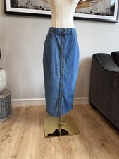 American Vintage Denim Skirt Button Up Western Style Midi Length Size 12