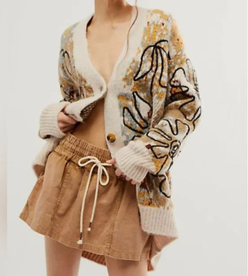 Free People Alexis Floral Chunky Cardigan size S