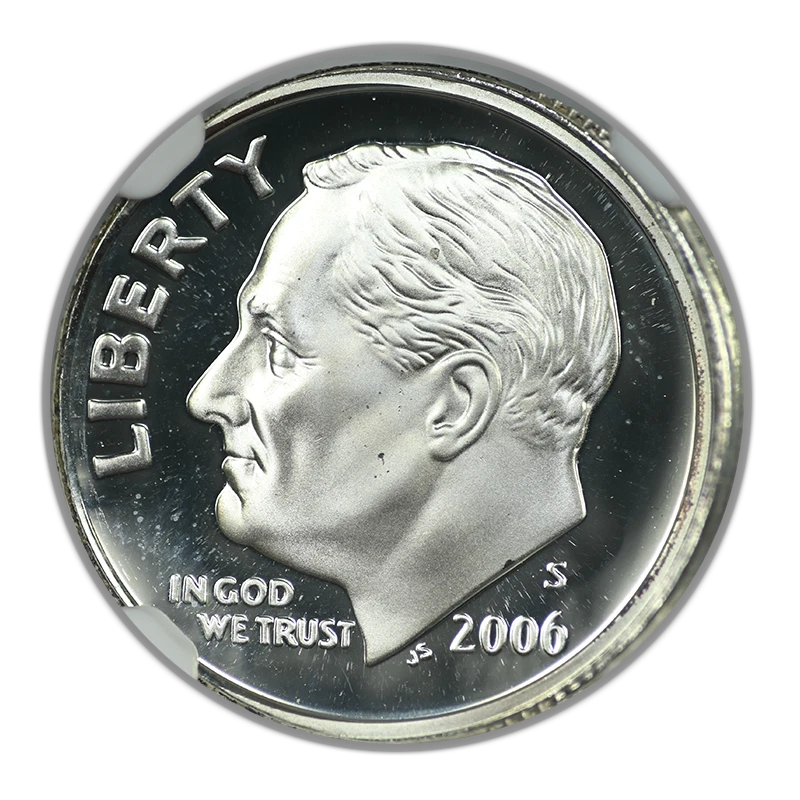 2006-S Proof Silver Roosevelt Dime 10C NGC Mint Error PF69 Ultra Cam Fin Rim Obv - Image 3 of 4