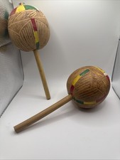 Vintage Paar 10" handgefertigte jamaikanische Karibik handbemalte Maracas Kürbis 