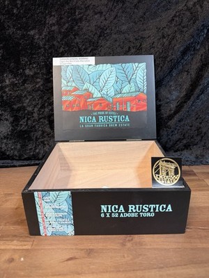 Drew Estate Nica Rustica 6x52 Adobe Toro Wooden Collectible Cigar Box