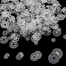 120 Sets of Plastic Sew-on Snap Buttons, Clear Snaps for Sewing, Fasteners Butto