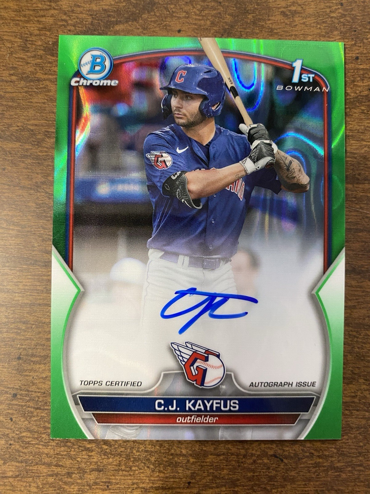 2023 Bowman Chrome Draft 1st CJ Kayfus Auto Green Lava Refractor/99