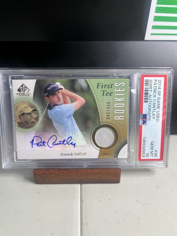 2014 UD SP Auth Golf - Patrick Cantlay First Tee Rookies Auto Mem /399 | PSA 10