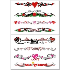 8 Large Sexy Naughty Temporary Tattoos for Women Ladies - Adult Fun for Lower Ba