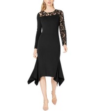 I.N.C Womens Floral Lace Inset Sweater Dress