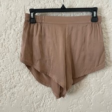 Lunya Washable Silk Pajama Shorts Bottoms, Women's Small, Mauve Pink Beige PJs