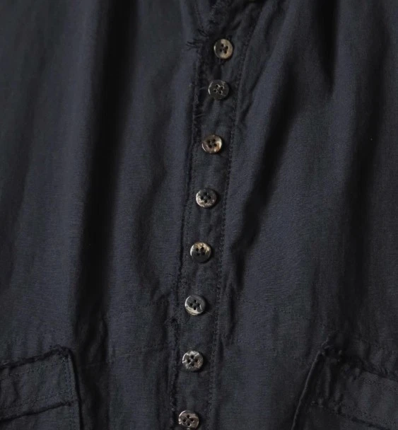 Повседневная хлопковая льняная рубашка с длинными рукавами 25AW Kapital неправильной длины - Изображение 4 из 4