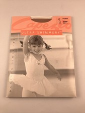 New Capezio Ultra Shimmery Footed Suntan Ballet Dance Tights Girls - Size Large