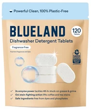 BLUELAND Dishwasher Detergent Tablets, 120 Count, Unscented 100% Plastic-Free