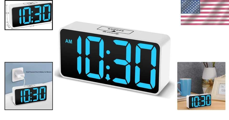Compact Bedside Digital Clock with Dimming Feature & Customizable Alarm Sound - Image 2 of 4
