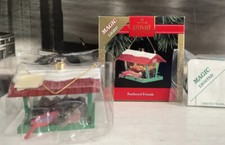 Hallmark Magic Ornament "Feathered Friend's" Lighted Bird Feeder Birds 1992 NEW!