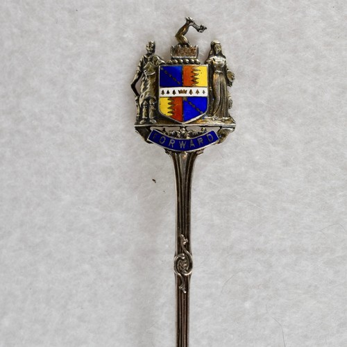 Birmingham Antiguo 1936 Plata Esterlina Cuchara de Recuerdo Esmalte Cresta Adelante-1409 - Imagen 3 de 5