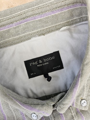 Rag & Bone Shirt Men's XS Button Down Collar Striped Casual Grey/Purple - Picture 9 of 13