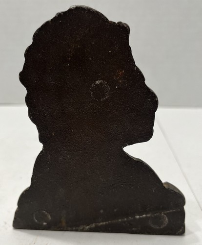 Jefe nativo americano bronceado de hierro fundido vintage con tocado busto extremos de libro - Imagen 11 de 13
