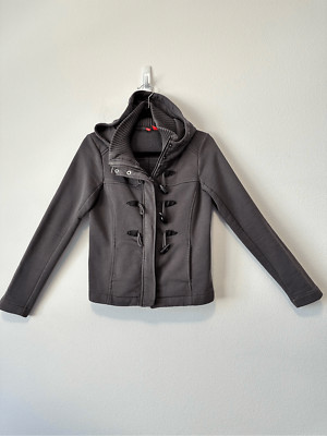 Esprit Gray Hooded Jacket Long Sleeve Soft Size Small Pockets