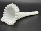 Fenton , milk glass hobnail , Epergne part , 1 horn , 6 1/2' long