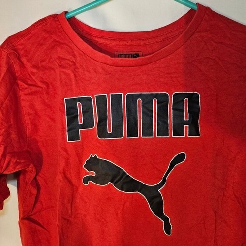 Puma Graphic T-Shirt Short Sleeve Logo Tee Activewear Red Size Youth - Picture 2 of 5