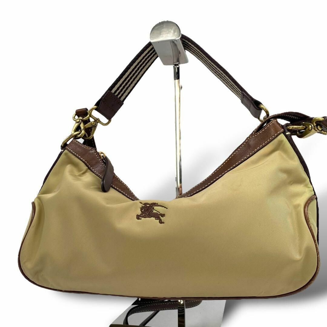 BURBERRY Blue Label Shoulder Bag Nylon Leather 2way Beige BURBERRY Blue Label Shoulder Bag Nylon Leather 2way Beige