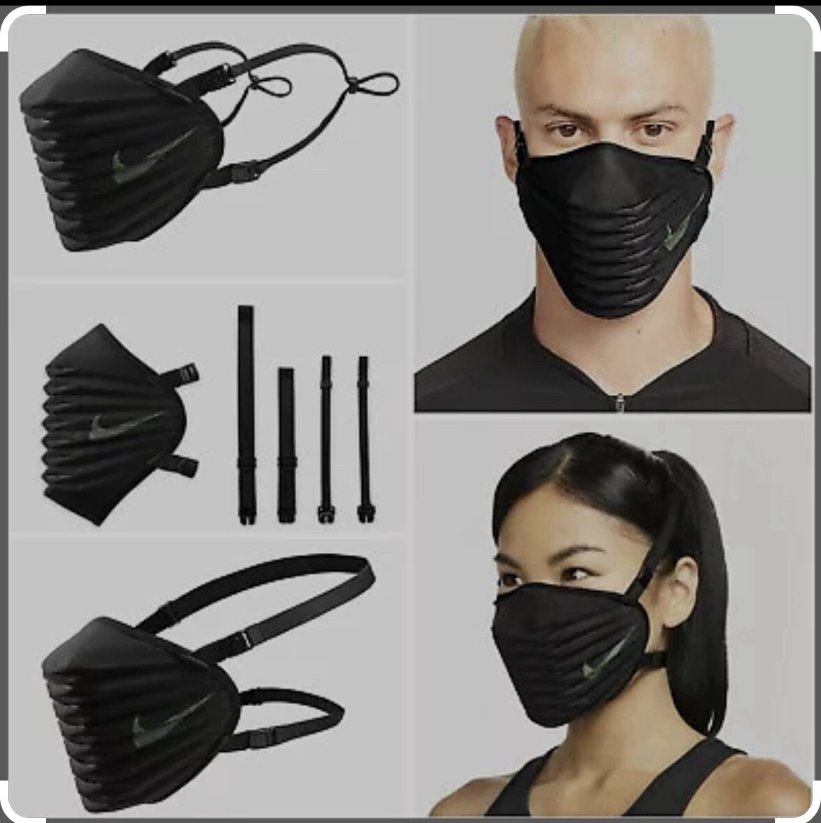 $60 Nike Venturer Sports Performance Mask XS Black Comfortable Straps  DO8356-010