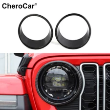 2Pcs Front Headlight Lamp Insert Cover Trim Bezel for Jeep Wrangler JL JT 2024+
