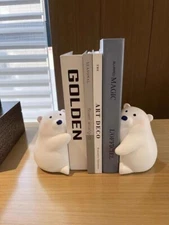 Hug Bears Resin Book Holders for Shelf, Heavy Duty Theme Book Ends for Home