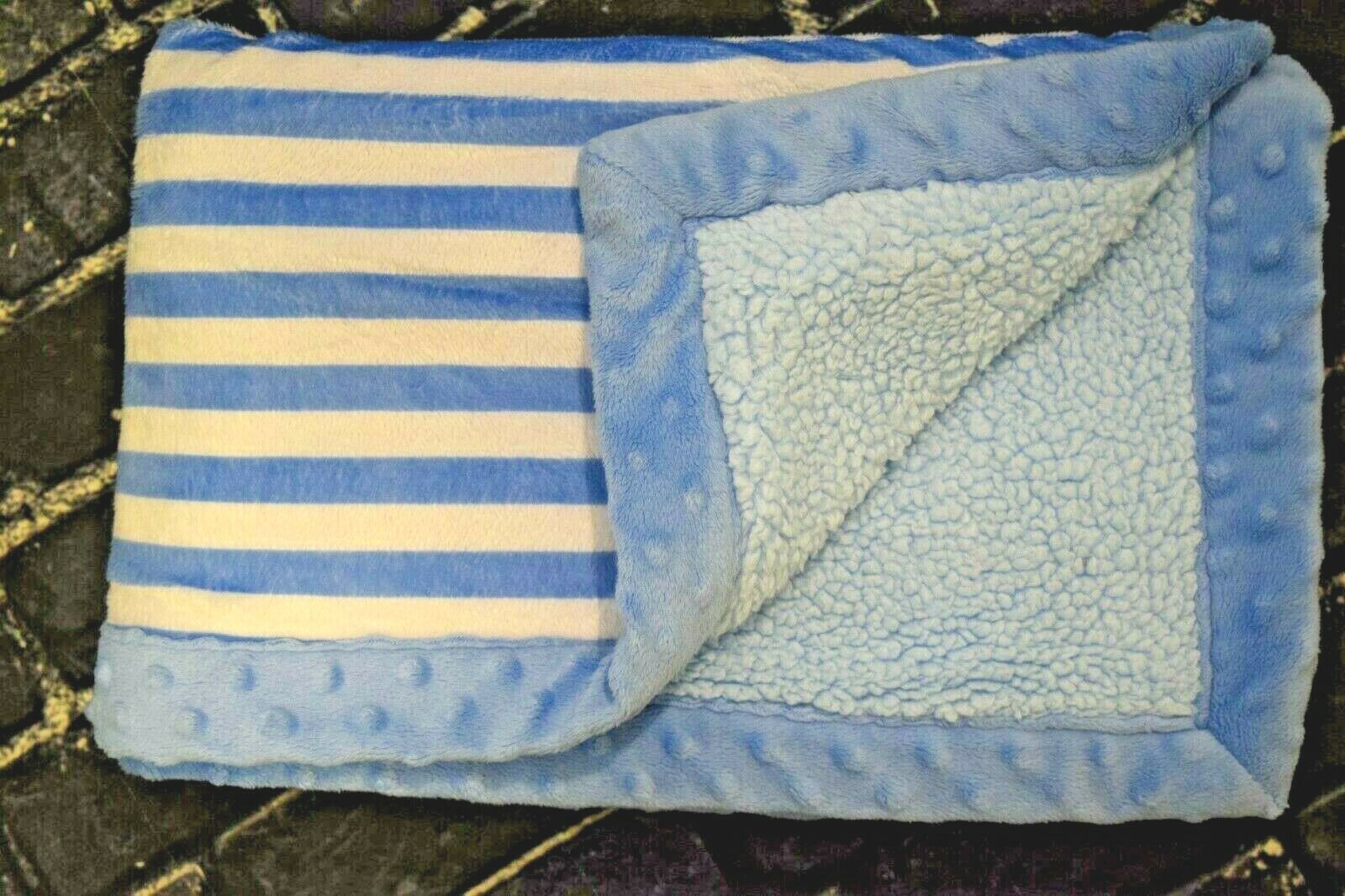 Carters Child of Mine Blue White Stripe Minky Dot & Sherpa Baby Blanket Monkey eBay