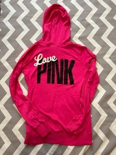 Vintage Victoria's Secret Love PINK Pullover Hoodie Dog Logo Dark Pink NWT S