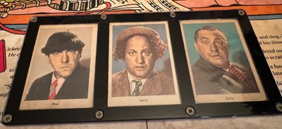 THE 3 STOOGES # 1 # 2  # 3 FLEER 1959 GRAY BACK GUM CARDS IN SCREW DOWN HOLDER