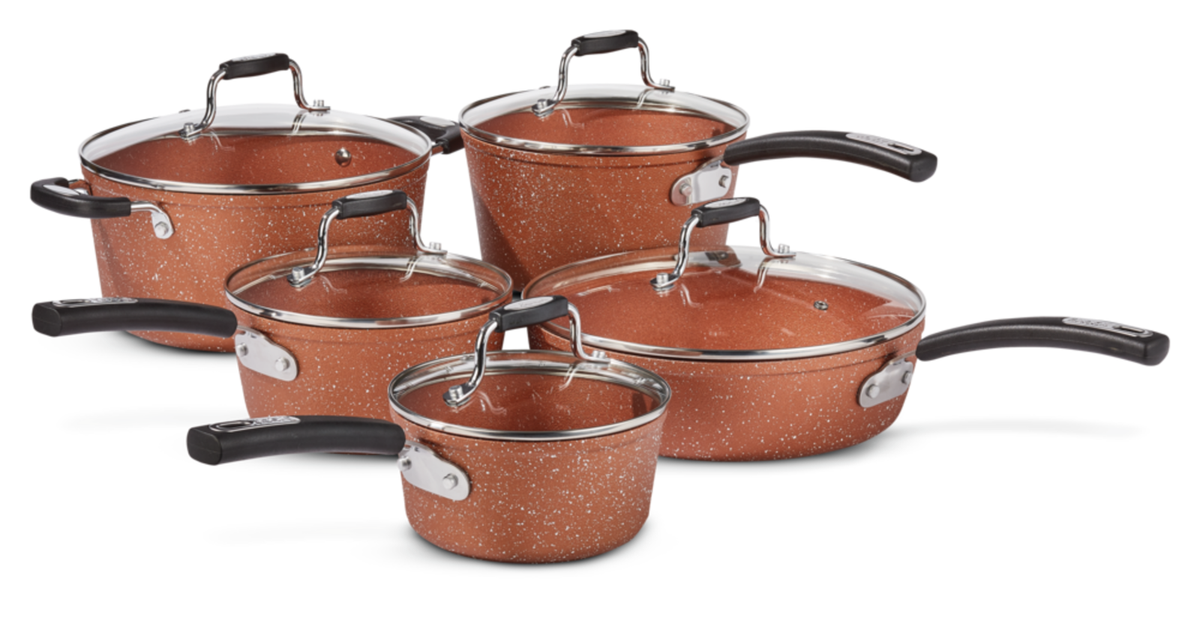Heritage The Rock Copper Essentials Cookware Set, Non-Stick, 10
