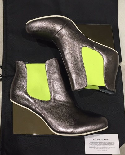 United Nude Solid Chelsea Leather Boots Pewter Silver Neon - Size 10 - RRP $560 - Picture 3 of 8