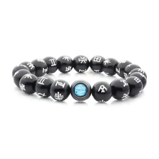 Marvel BLACK PANTHER WAKANDA FOREVER Kimoyo Blue 20 Beads w/Glass Dome BRACELET