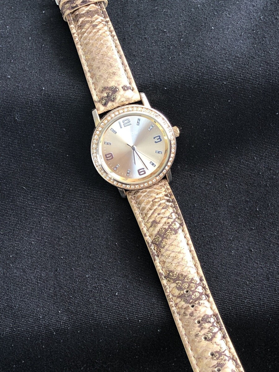 Chico’s Rhinestone Bezel Quartz Watch – Orange Croc-Embossed Band Chicos Watches - Etsy main image 4