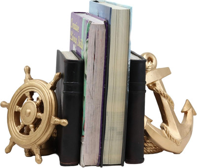 Ebros Nautical Coastal Marine Home Decor Ship Anchor and Captain'S Helm Wheel Bo